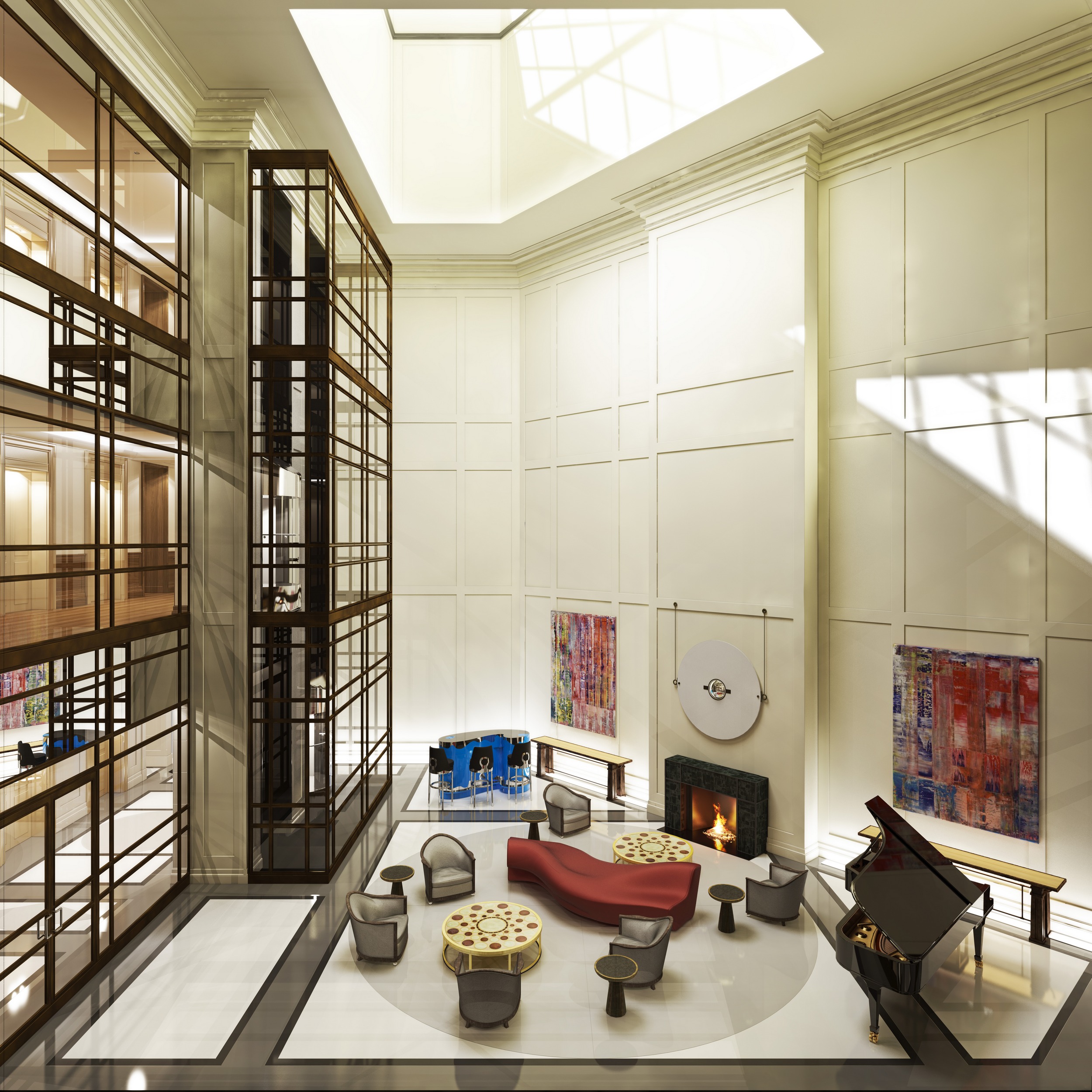 Travaux 3D pour le compte du Bureau Jacques Grange / Hôtel, Lobby et Atrium, Moscou