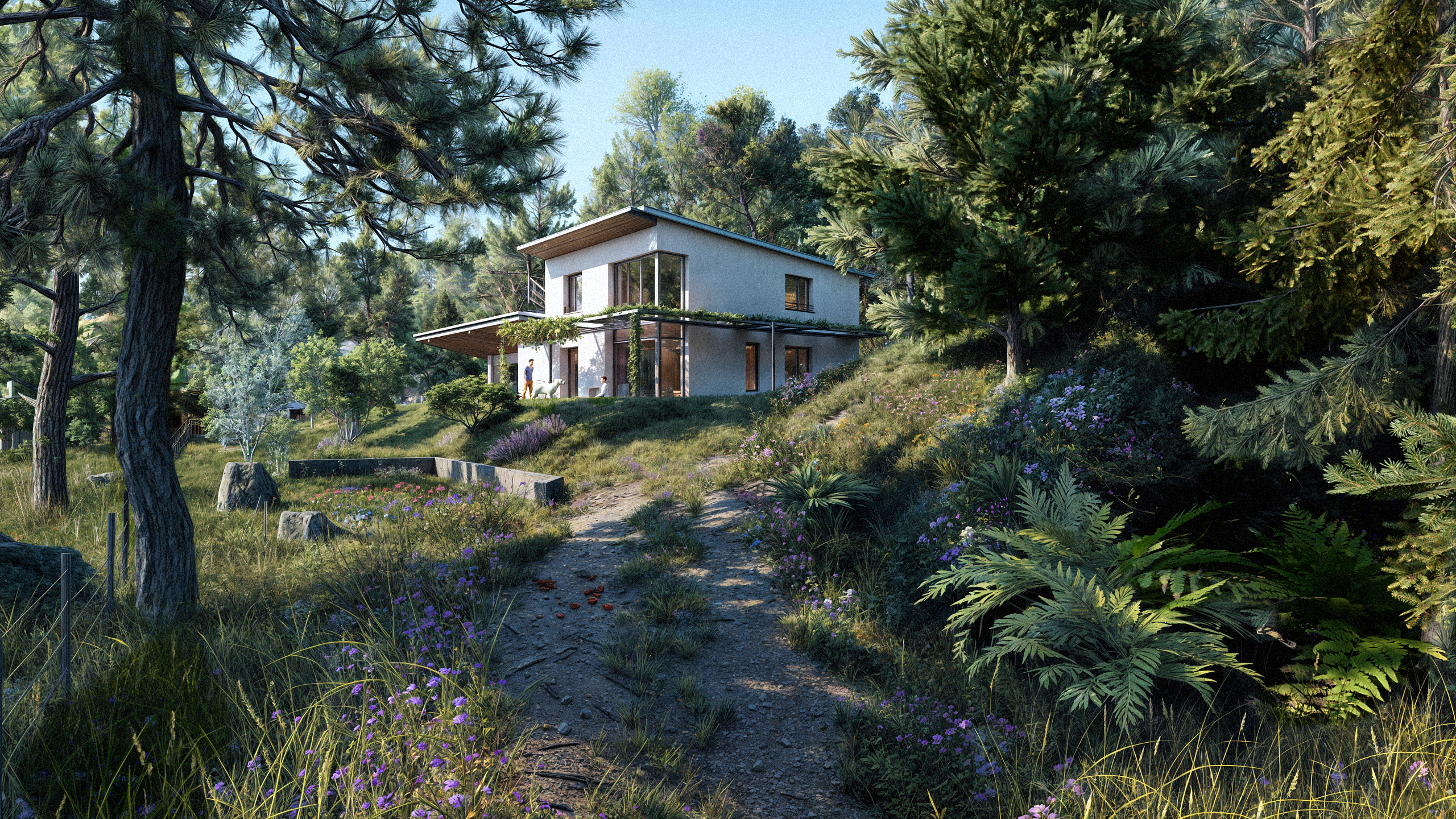 Visualisations de l'extérieur d'une maison de particulier pour le compte de « Le son du Crayon » - Pilat (42)