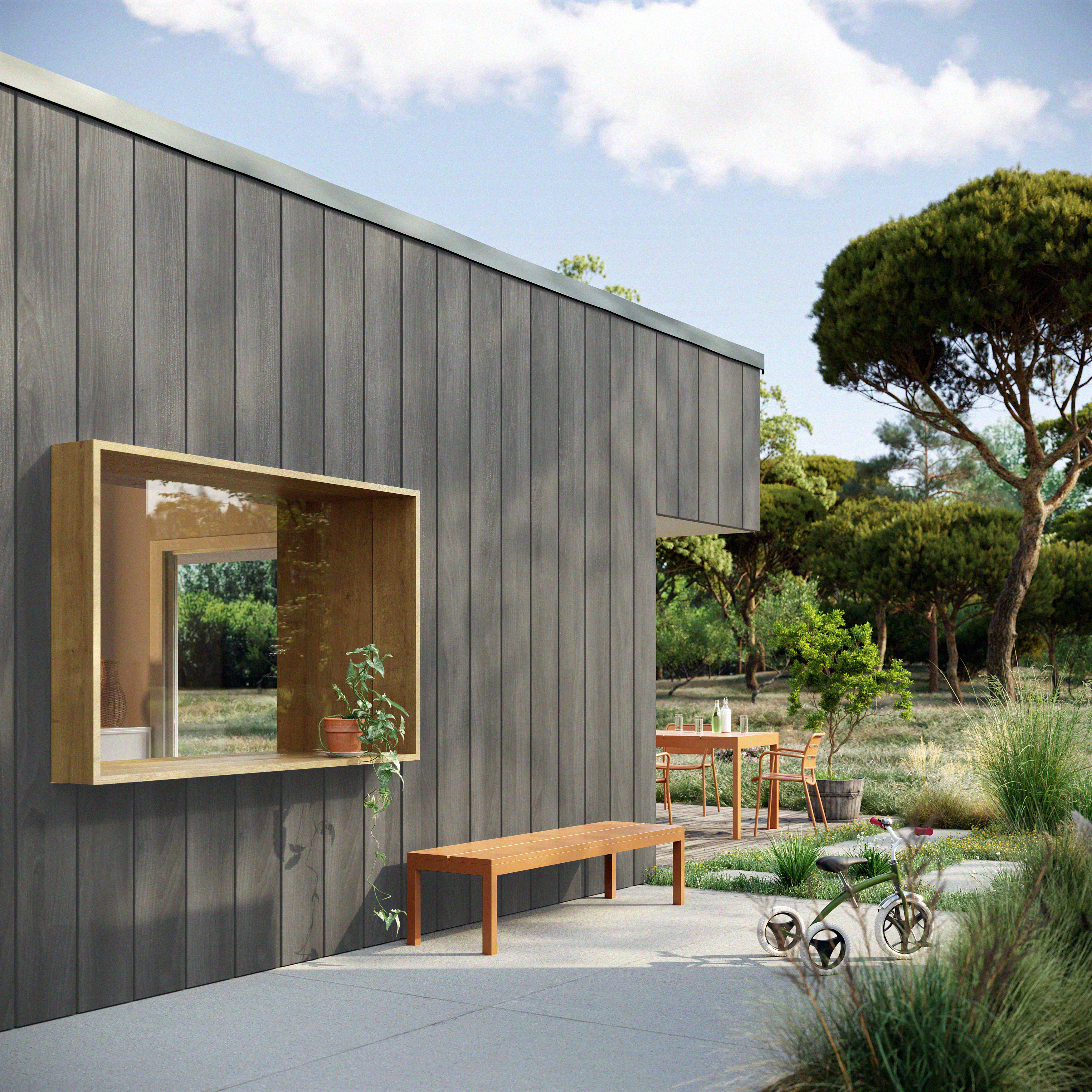 Scènes 3D d'extérieur pour des visuels Pack V33 - Bois extérieur, multimatériaux etc. avec Françoise Jouve / Scarabée Style