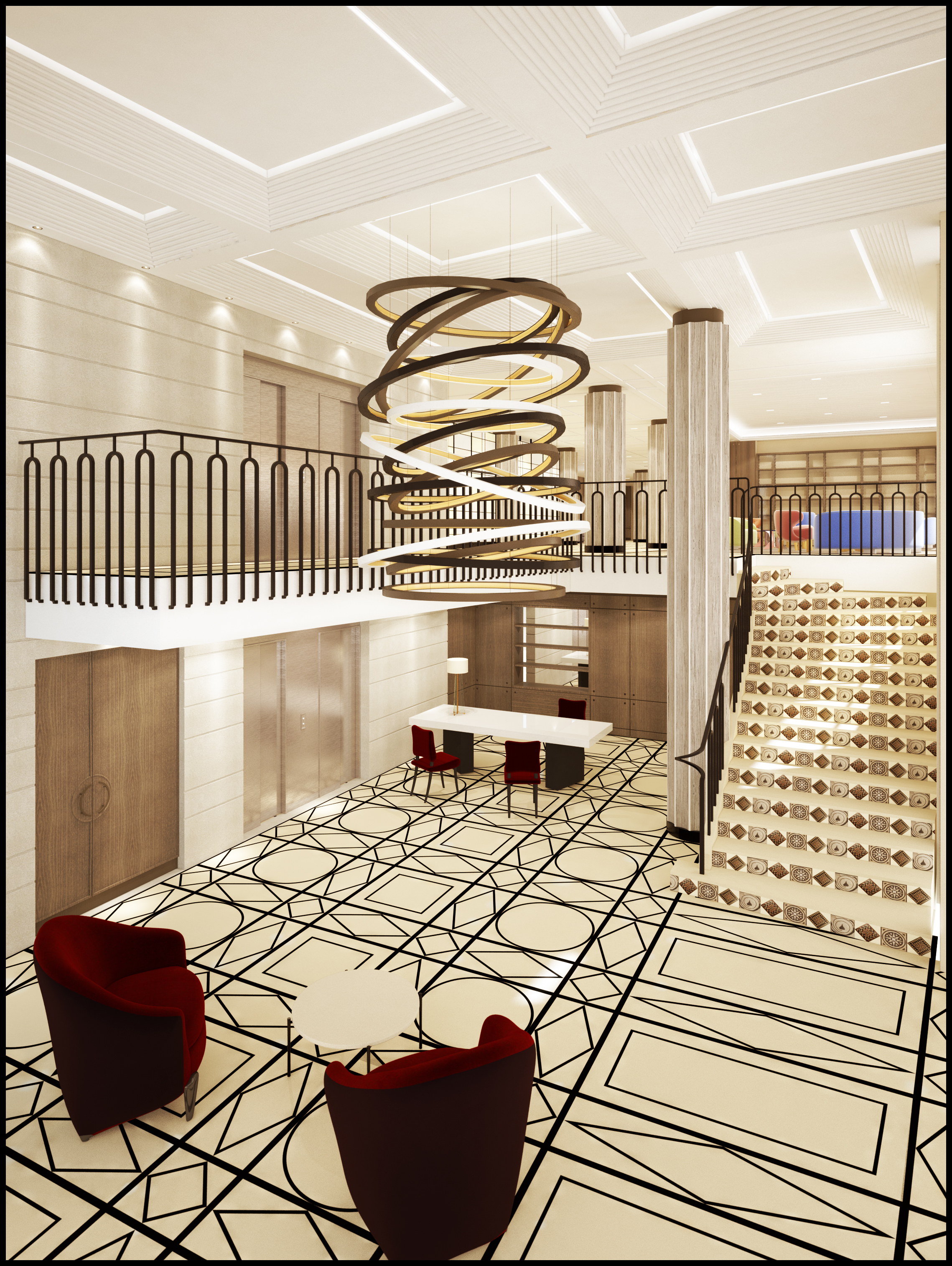Une mise à jour du Lobby et salons / projet Hotel Villa Maia / Lyon / Bureau Jacques Grange